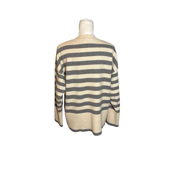 Zara boxy cut cream and gray striped crewneck sweater - L - Picture 8 of 9